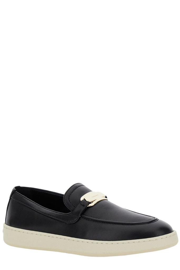 Salvatore Ferragamo Black Leather Gancini Slippers - Shoes