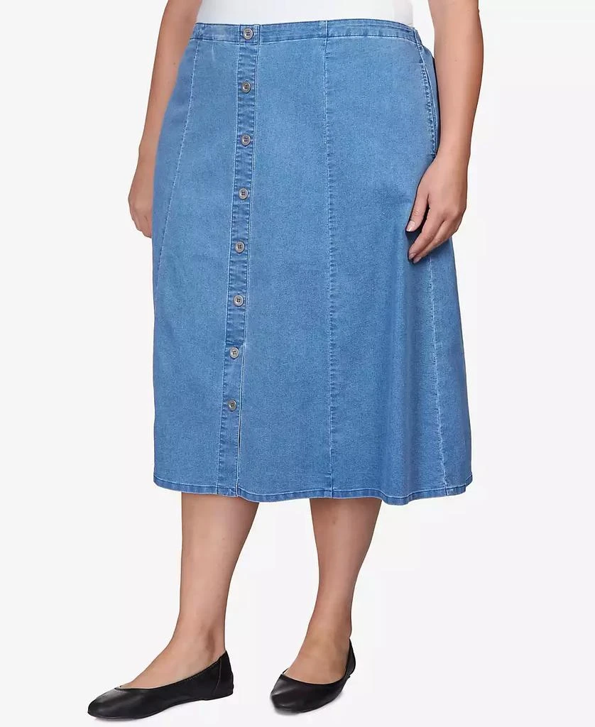 Alfred Dunner Plus Size Paneled Denim Skirt 7