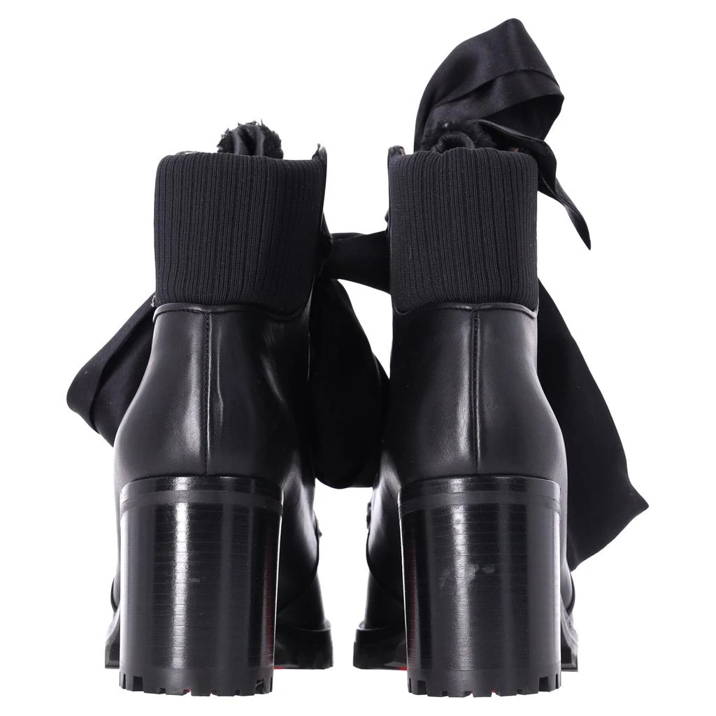 Christian Louboutin Jenny Bow Lace Heeled Ankle Boots in Black Calf Leather 4