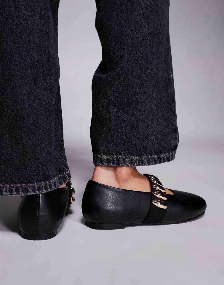 Public Desire Wide Fit Public Desire Wide Fit Harmonica ballet flats with hardware detail in black 4