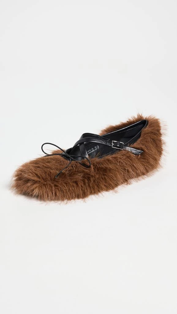 Simone Rocha Faux Fur Crisscross Ballerina Flats 4