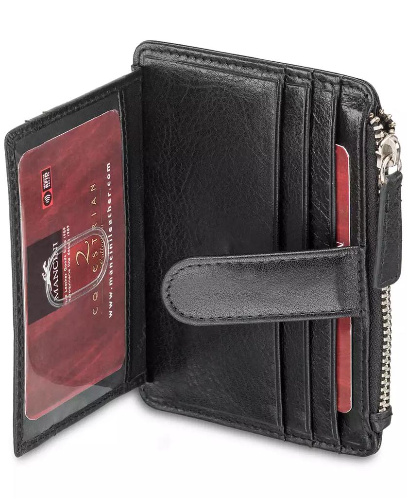 Mancini Leather Goods Men's Equestrian2 Collection RFID Secure Card Case and Coin Pocket