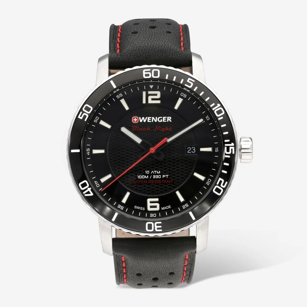 Wenger Wenger Swiss Army Men's 01.1841.101 Roadster Night Black Dial Watch 45mm 1