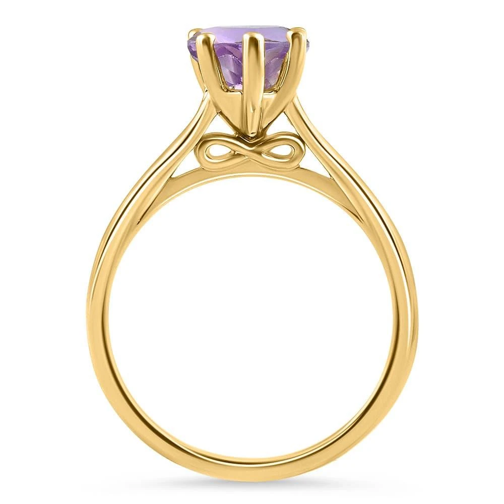 Pompeii3 Amethyst Solitaire Ring 14k White or Yellow Gold 6MM 3