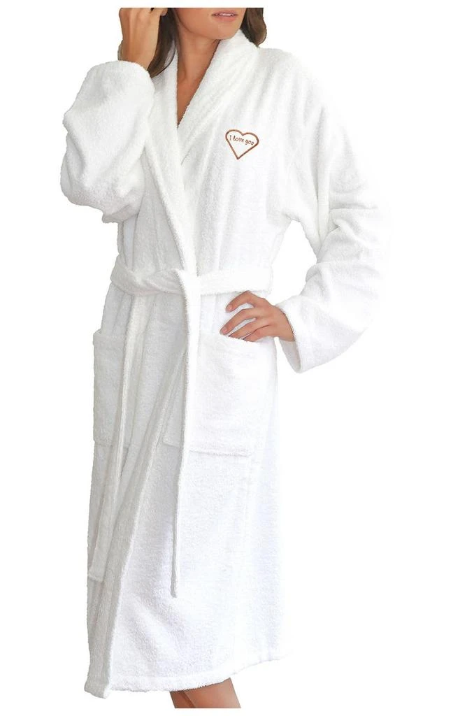 Linum Home Textiles Mélange 
I Love You
 Embroidered White Terry Bathrobe