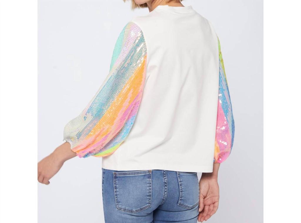 VILAGALLO Vilagallo - Sequin Sleeve Strip Top
