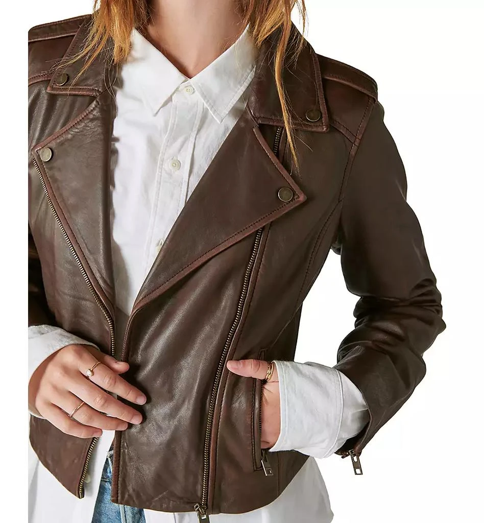 Lucky Brand Women's Classic Leather Moto Jacket 4