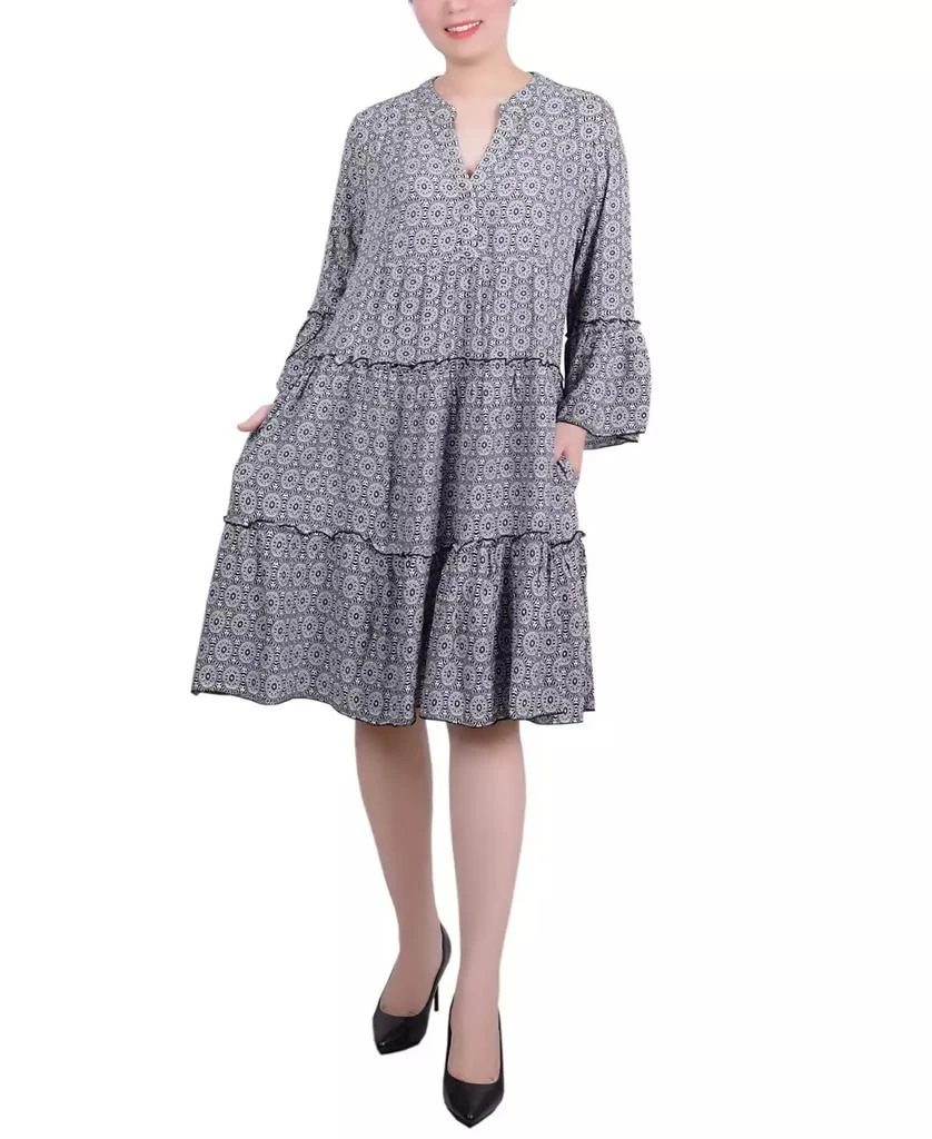 NY Collection Petite 3/4 Sleeve Tiered Dress 14