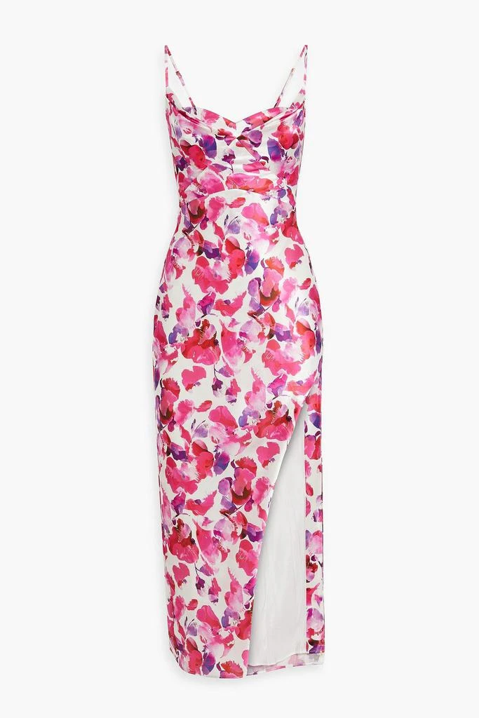 NICHOLAS Bella draped floral-print satin-crepe midi dress 1