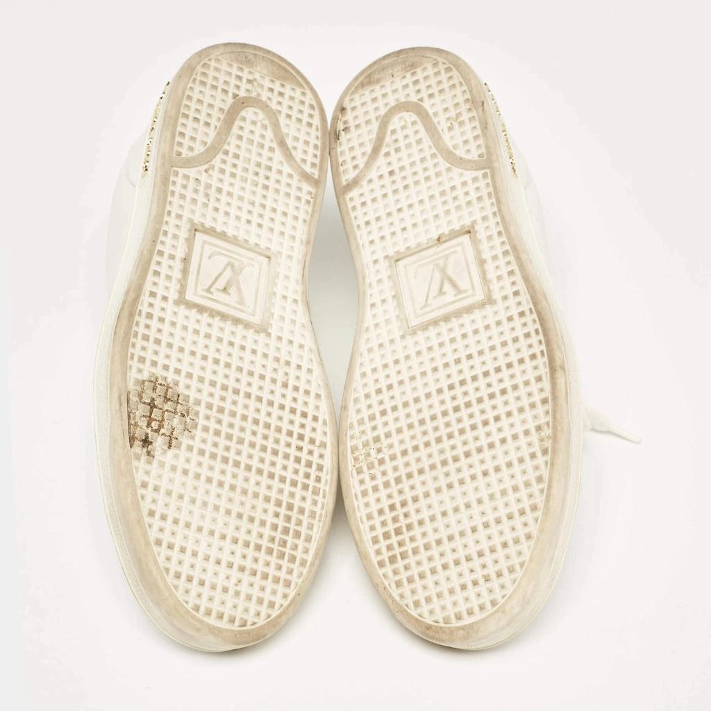 Louis Vuitton Louis Vuitton White Leather V Logo Lace Up Sneakers Size 36 6
