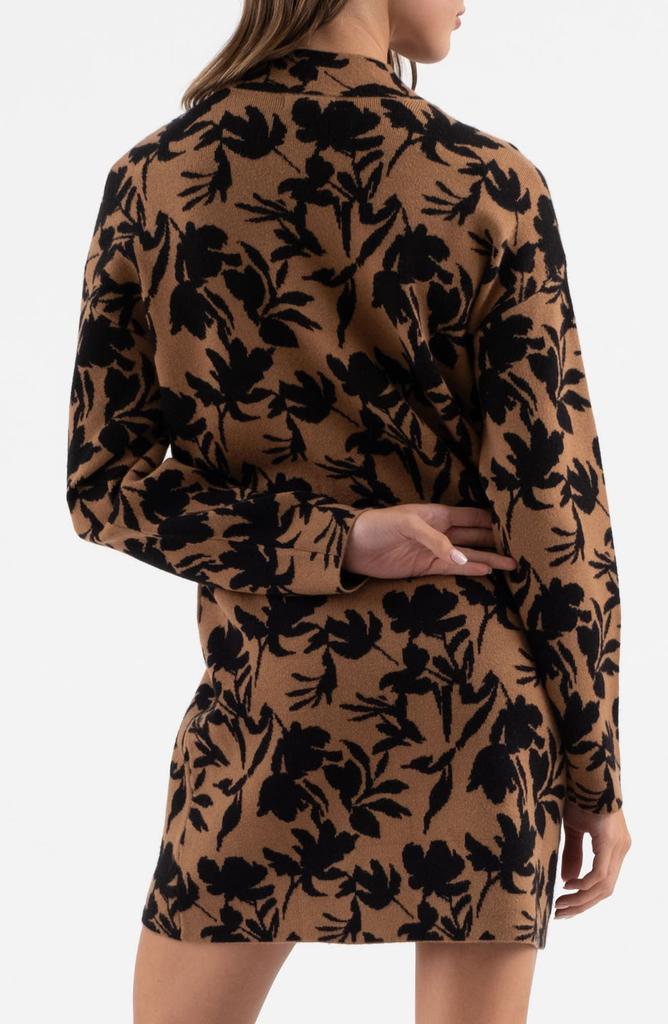 Blu Pepper Floral Jacquard Long Sleeve Sweater Dress