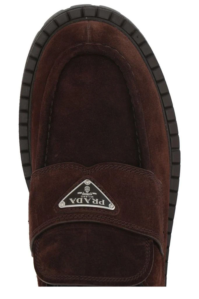 Prada Prada Logo Plaque Round Toe Loafers 4