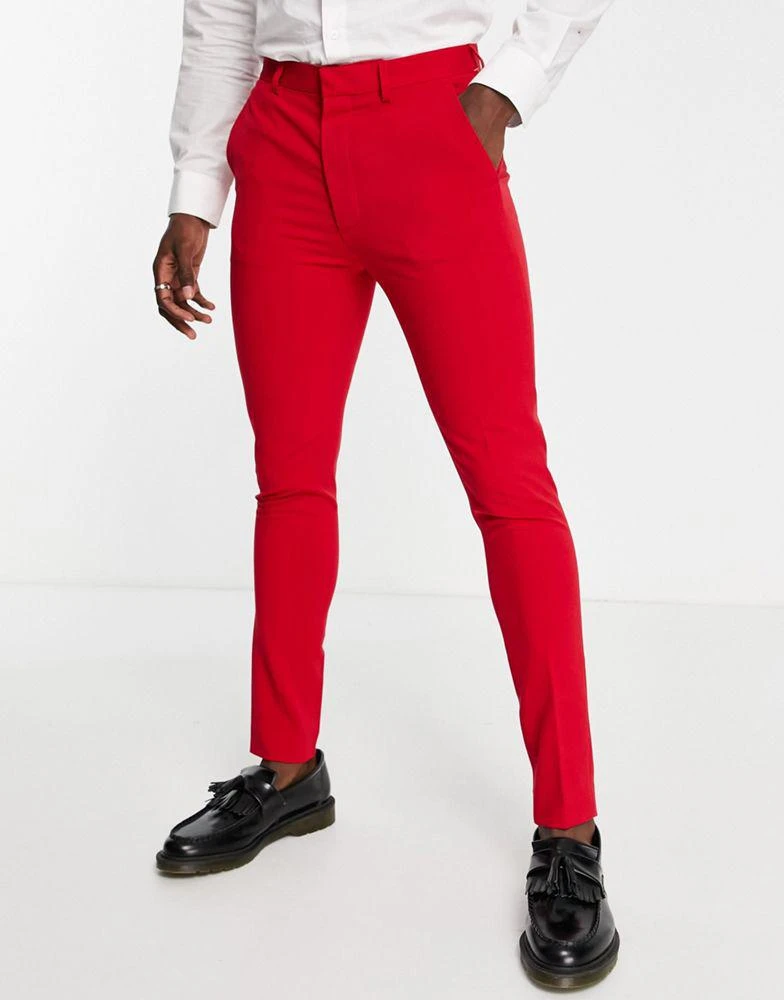 ASOS ASOS DESIGN super skinny suit trousers in red 1