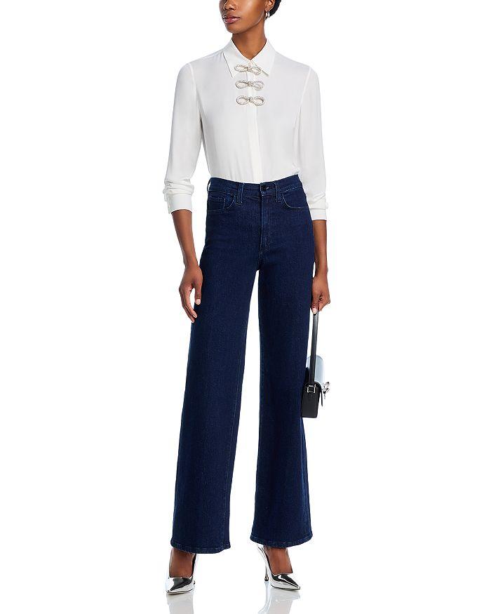 Alice + Olivia Willa Embellished Bow Collared Blouse