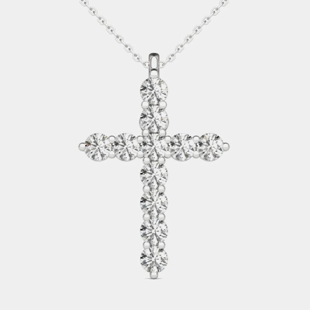Luv Eclipse 14K Hypoallergenic White Gold Natural Diamond Cross Pendant Necklace (1/2 Ctw) 1