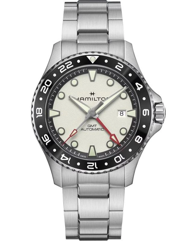 Hamilton Hamilton Khaki Navy Scuba Auto GMT Silver Dial Stainless Steel Men's Watch H82555150 1