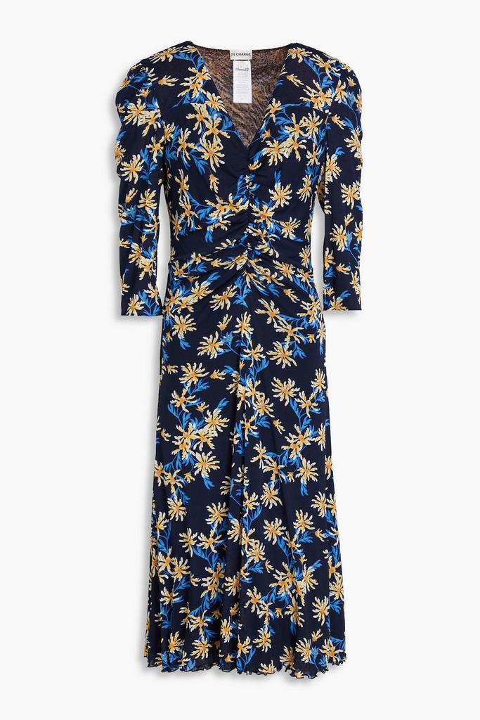 Diane von Furstenberg Ivan ruched printed stretch-mesh midi dress