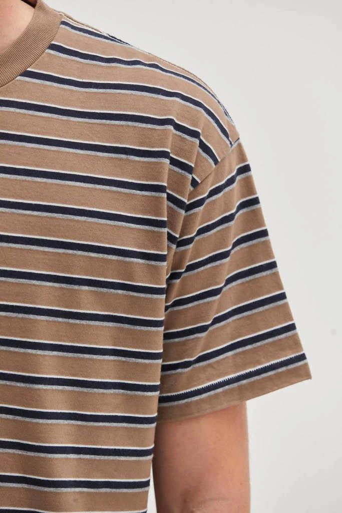 Asher Noah Stripe Tee In Mushroom 3