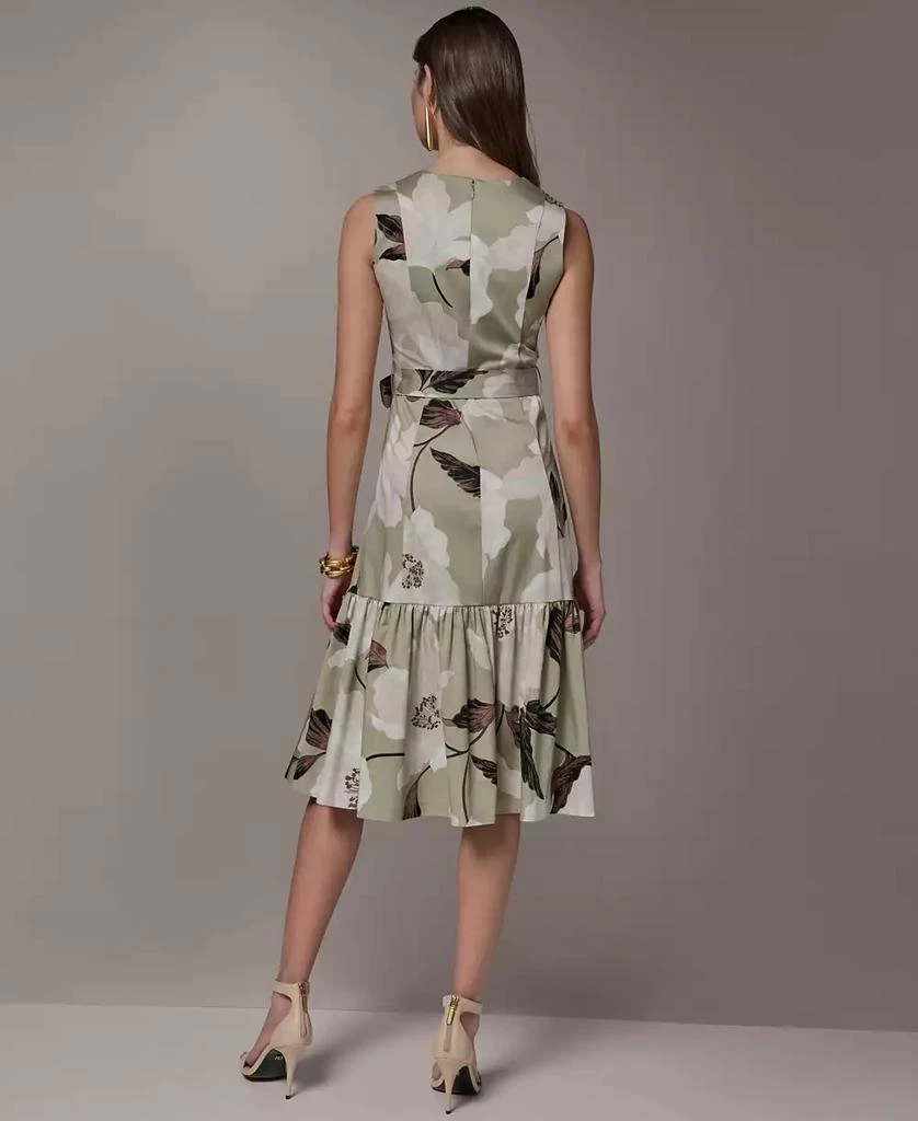 knee length dresses for ladies Donna Karan Women's Foil Mesh Belted Midi Dress - Gold main image 1