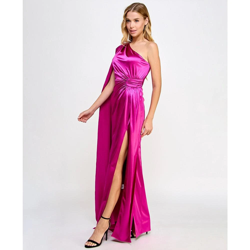 City Studios Juniors' One-Shoulder Flyaway Gown, Created for Macy's 1