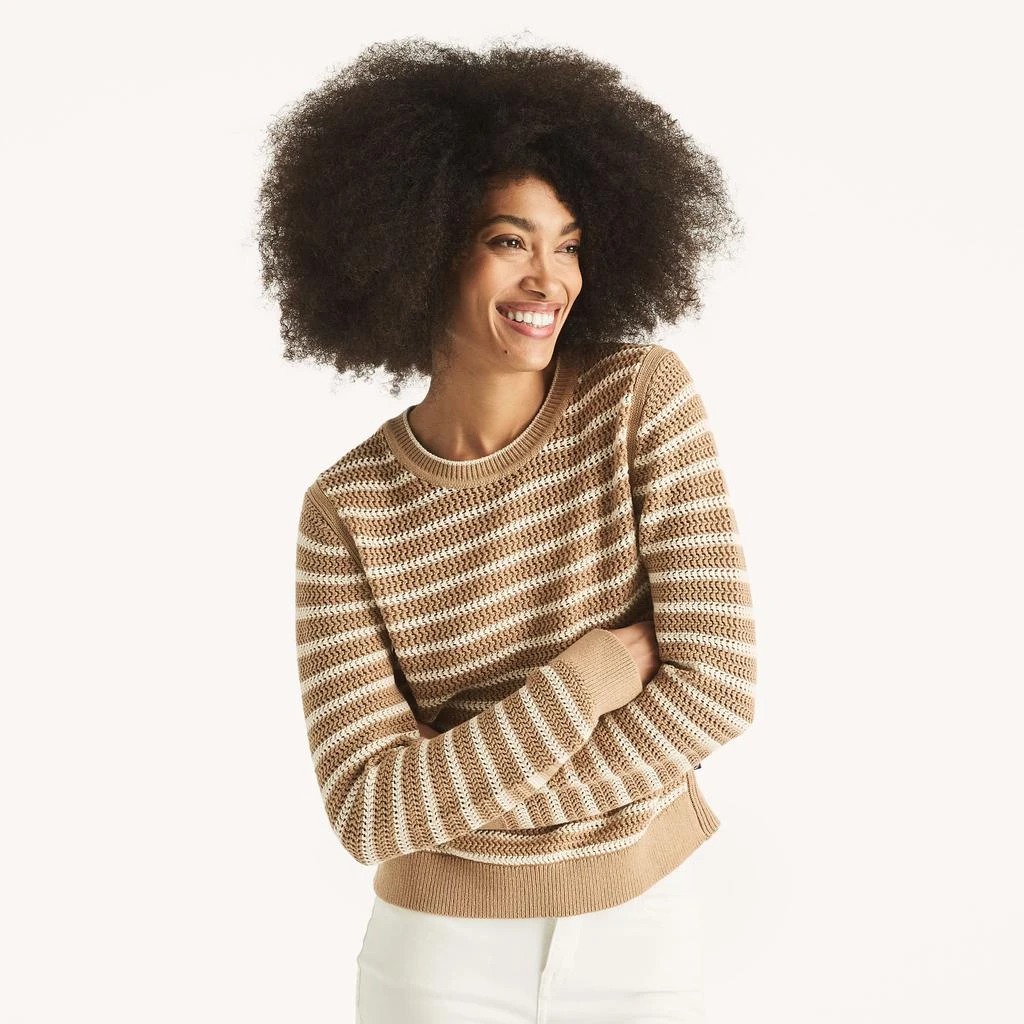 Nautica Womens Striped Crewneck Sweater 1