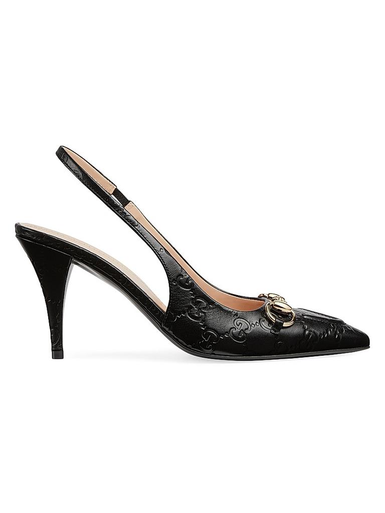 Gucci Erin Crystal-Embellished GG Canvas Pumps - High Heels