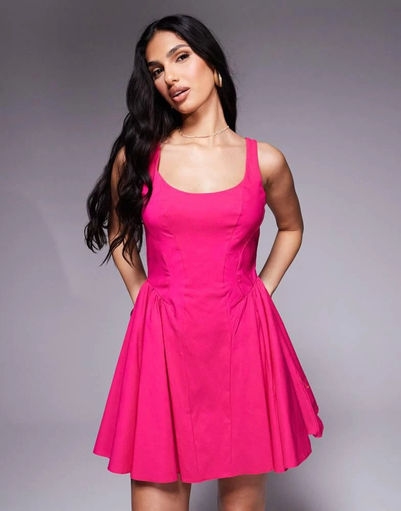 Mini Dress Asos Hot Pink Dress ASOS Hot-pink Satin Mini ShirtDress Gem