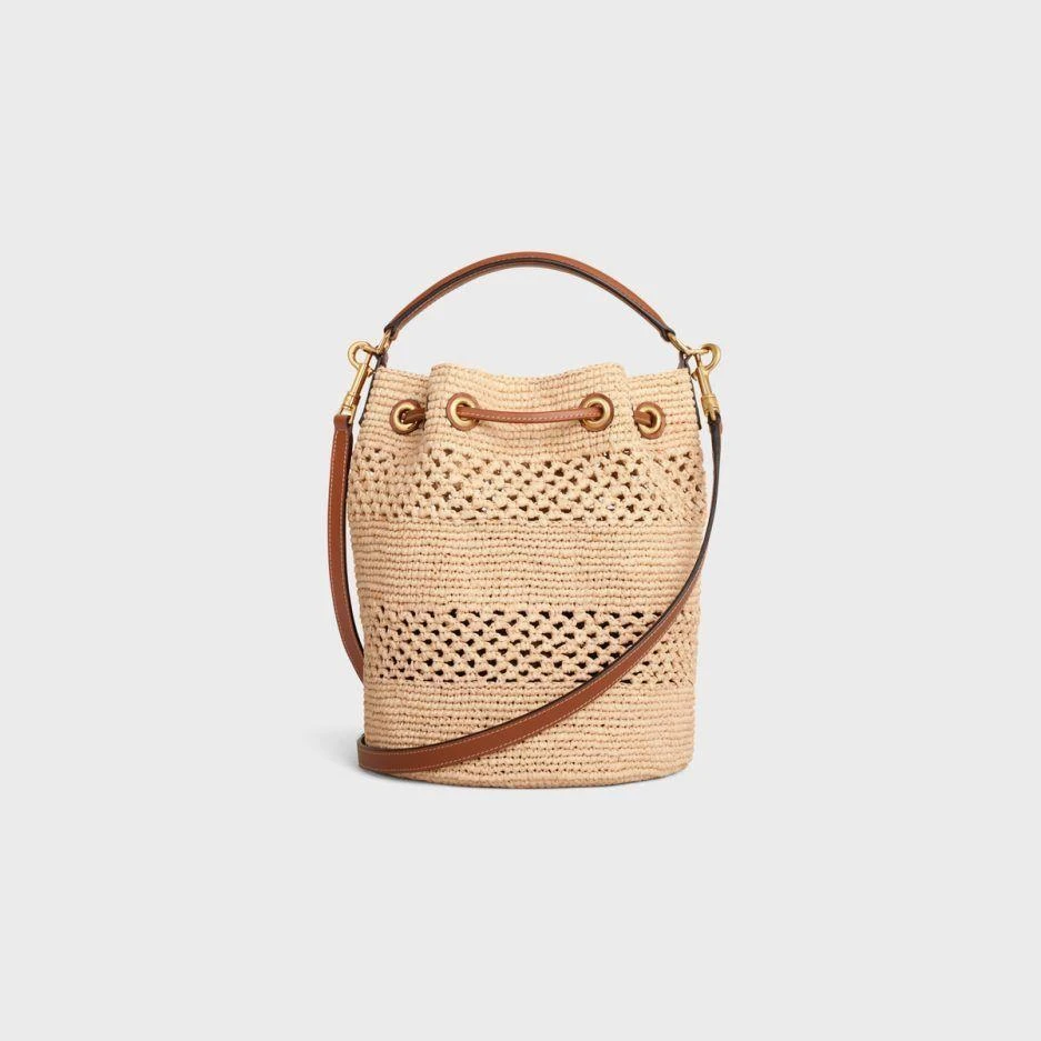 Celine CLARA CELINE CLASSIC PANIER IN RAFFIA AND CALFSKIN 3