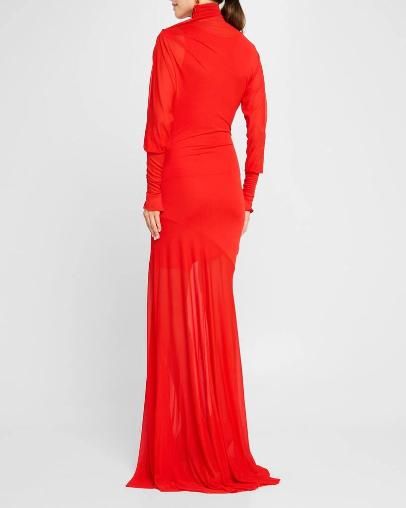 Proenza Schouler Paula Turtleneck Sheer Crepe Jersey Maxi Dress 3