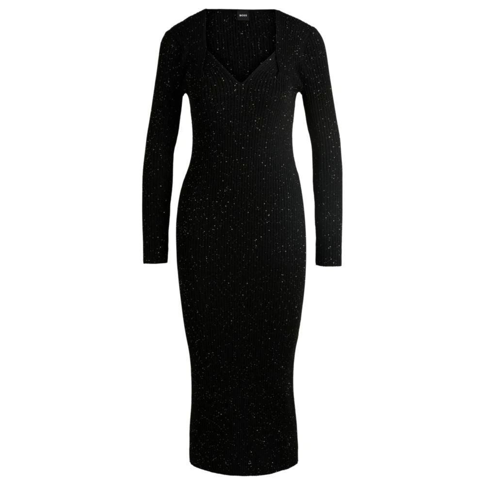 Hugo Boss Long-sleeved knitted dress with sequin embellishments 1