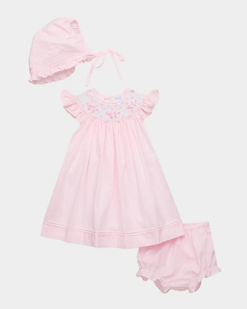 Luli 
Me Girl
s Smocked Bishop Dress, Bloomers 
Bonnet Set, Size NB-18M