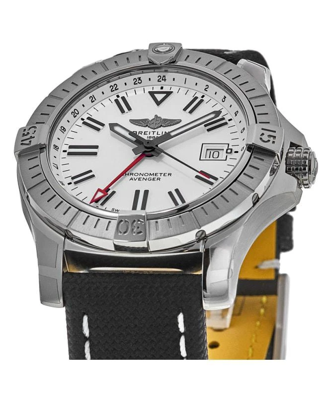 BREITLING Breitling Avenger Automatic GMT 43 White Dial Leather Strap Men's Watch A32397101A1X1 2