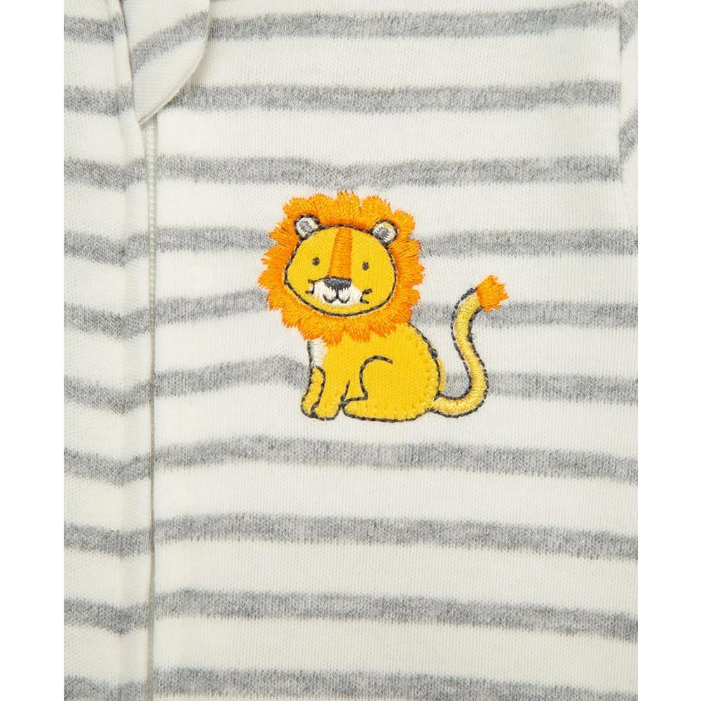 Little Me Baby Boys Long Sleeved Striped Lion Footed Coverall 4