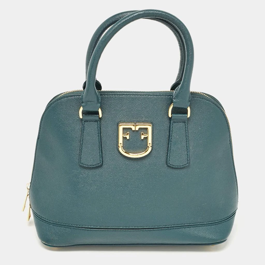 Furla Furla Dark Green Leather Dome Logo Satchel 1