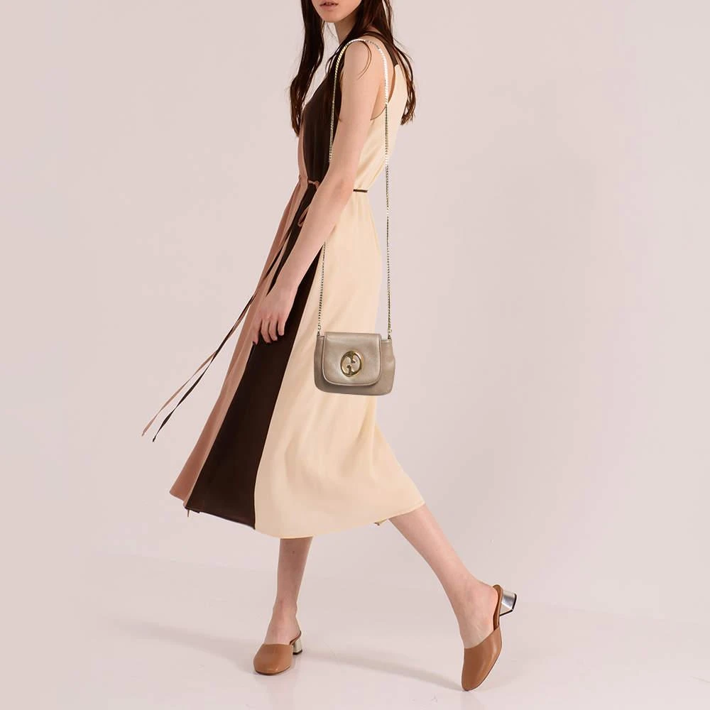 Gucci Gucci Metallic Beige Leather Small 1973 Chain Crossbody Bag 2