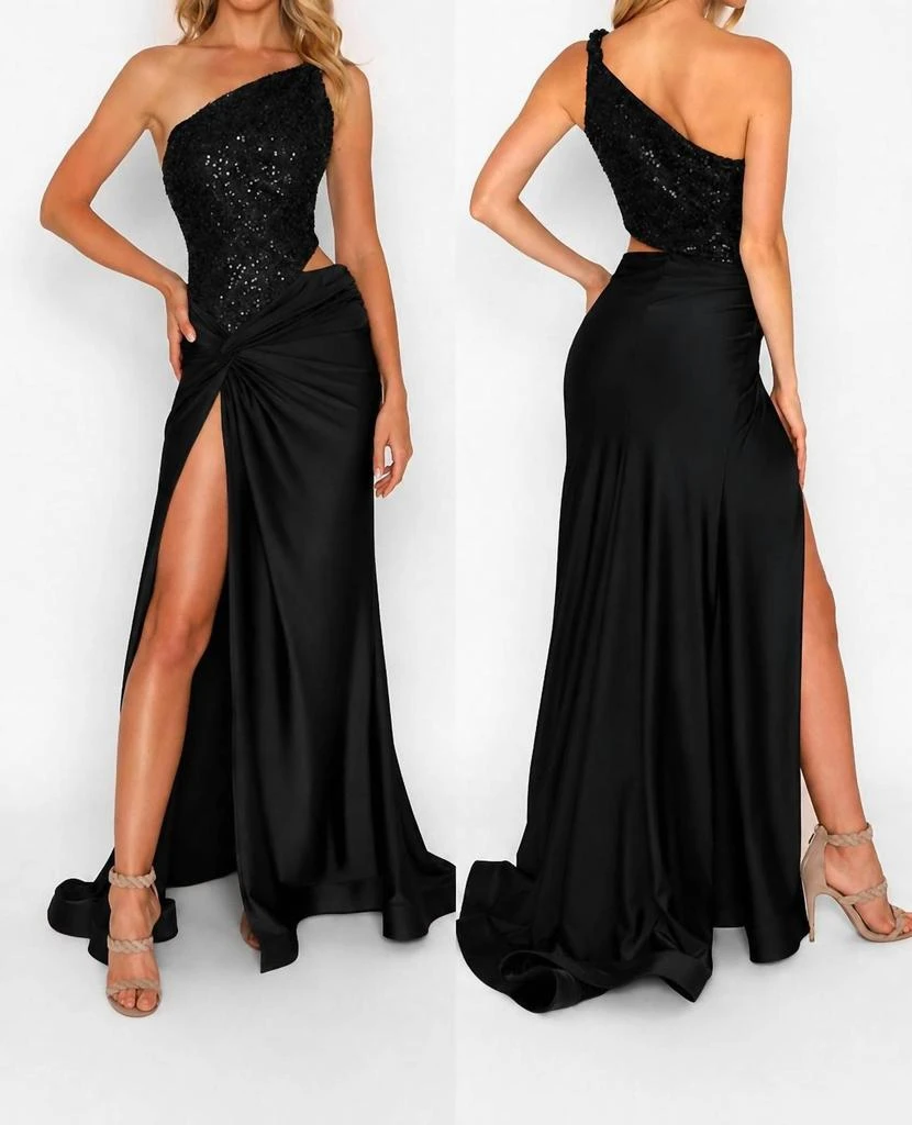 Nicole Bakti Nicole Bakti - Slinky Combo Sequin Bodice Gown