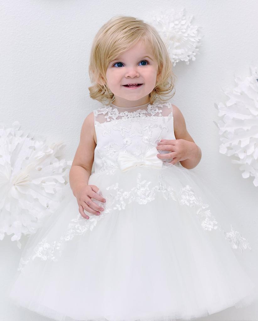 Sarah Louise Sarah Louise Girls Ceremonial Ballerina Length Dress in Ivory