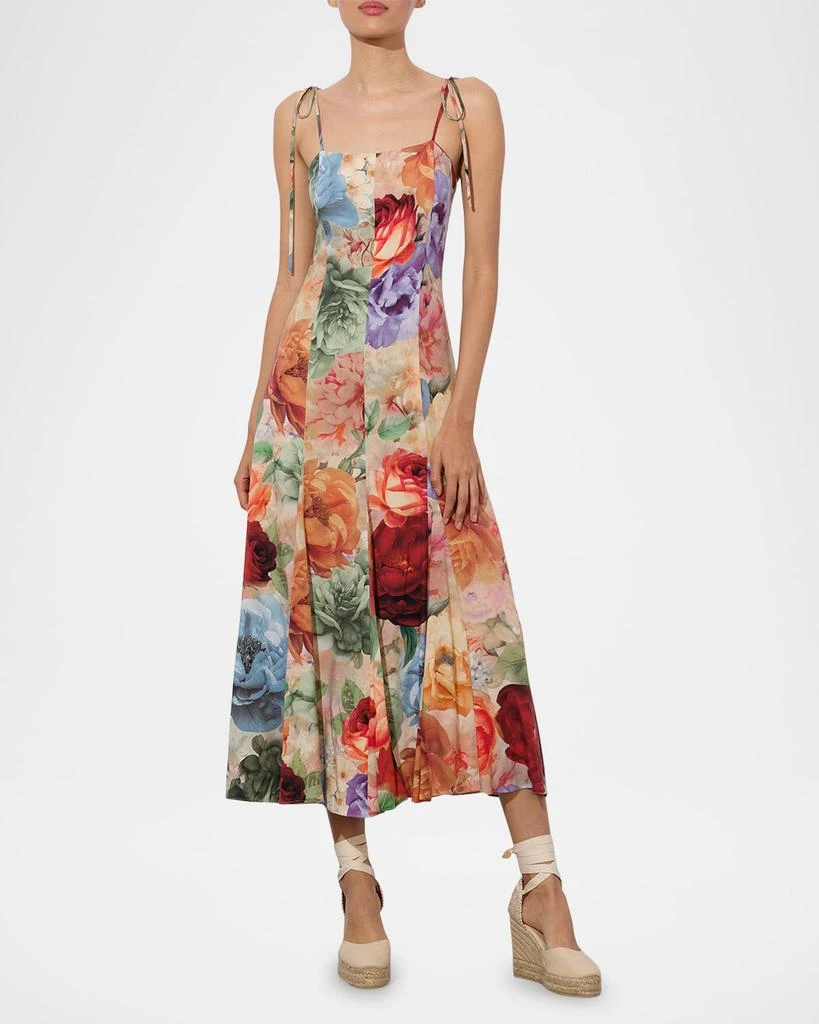 Alice + Olivia Jeanette Tie-Shoulder Paneled Midi Dress 4