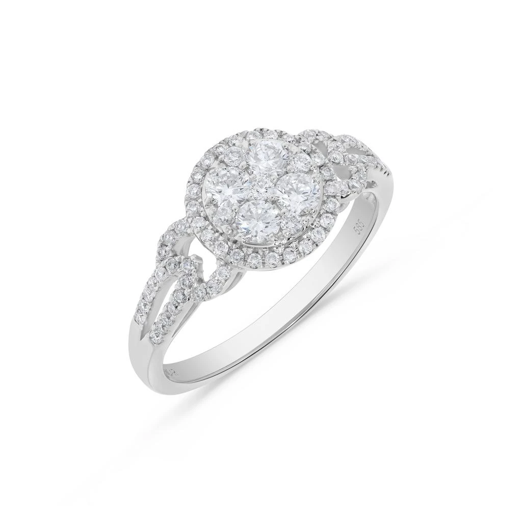 H.J. Namdar 0.75 ct tw Circle Shape Round Diamond Cluster Ring 14K White Gold Natural Diamonds Size 6