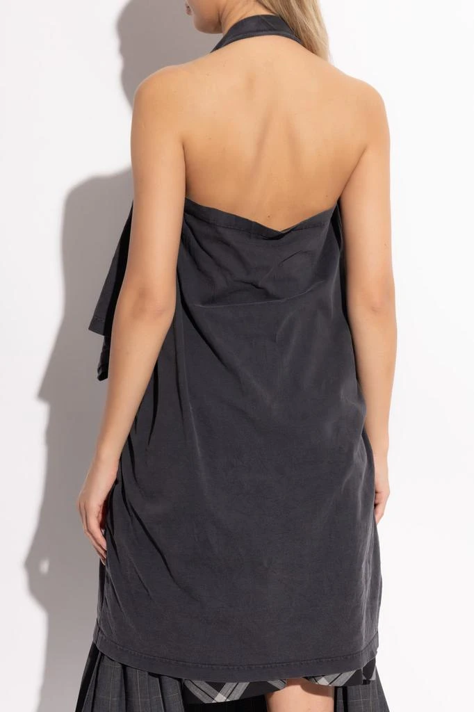 sachin and babi light blue dress Black Shredded Backless Long Sleeve Knit Mini Dress