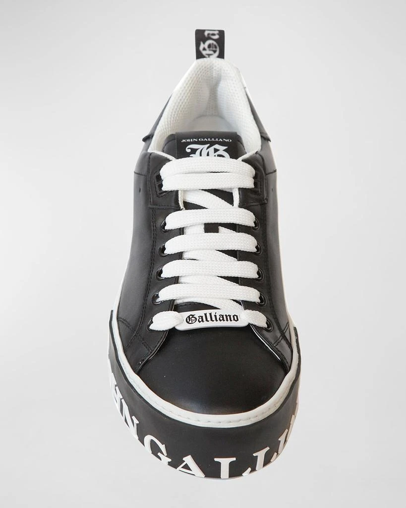 John Galliano Paris Men's Logo Sole Low-Top Leather Sneakers 4