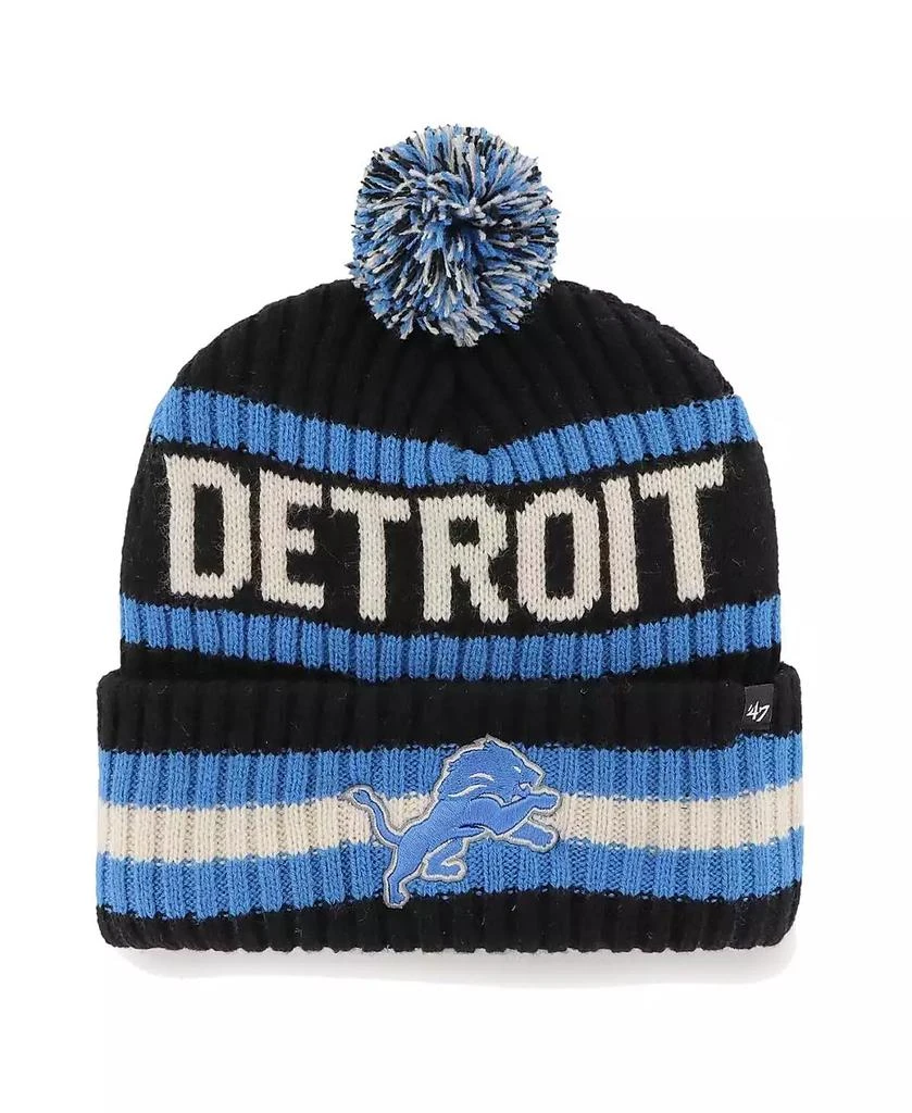 47 Brand Men's Black Detroit Lions Bering Cuffed Knit Hat with Pom 1