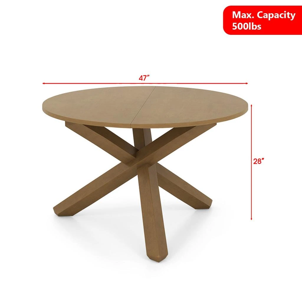 Hivvago 47-Inch Round Table with Durable Acacia Legs for 4-6 Guests 3