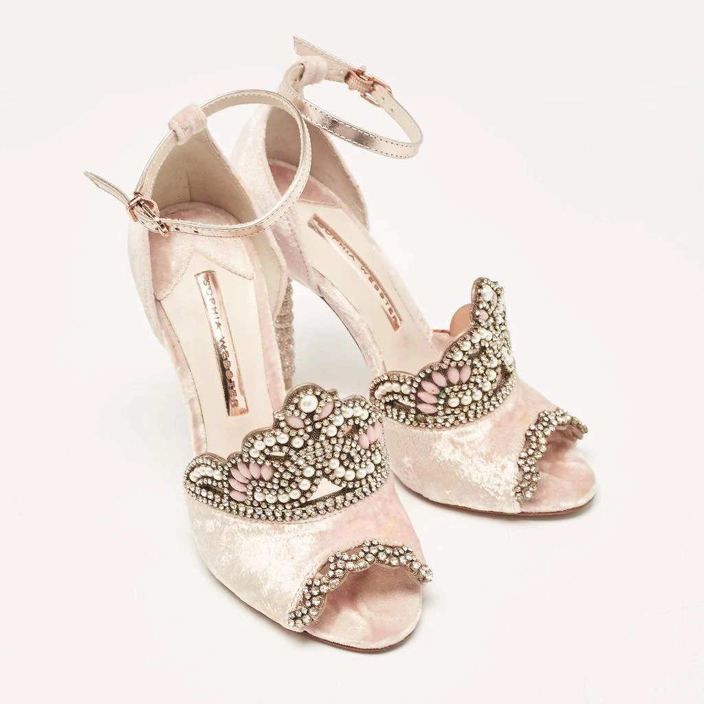 Sophia Webster Sophia Webster Pink Leather and Velvet Royalty Ankle Strap Sandals Size 36 4