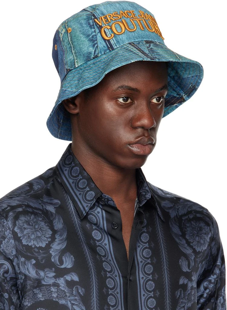 Versace Blue Patchwork Denim Bucket Hat 2