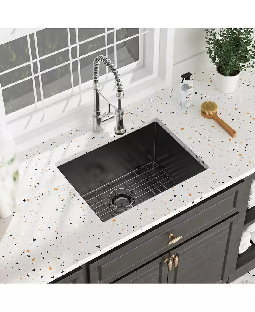 Flynama huluwat 24x18x12 Inch Undermount Gunmetal Black Laundry Utility Sink 16 Gauge T304 Stainless Steel Deep Single Bowl 2