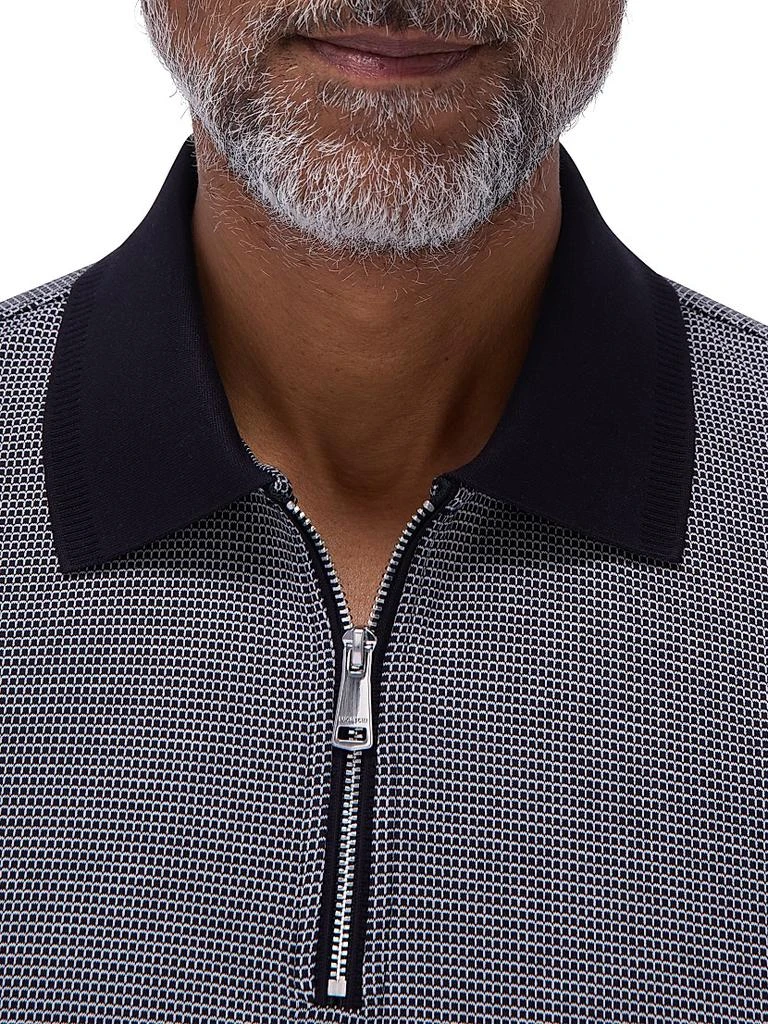 BUGATCHI Quarter Zip Printed Cotton Polo Shirt 6
