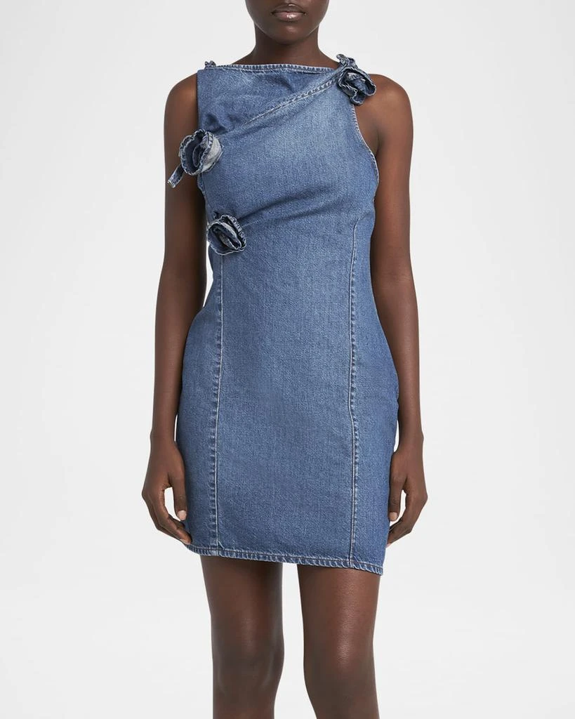 COPERNI Denim Asymmetric Flower Mini Dress 4