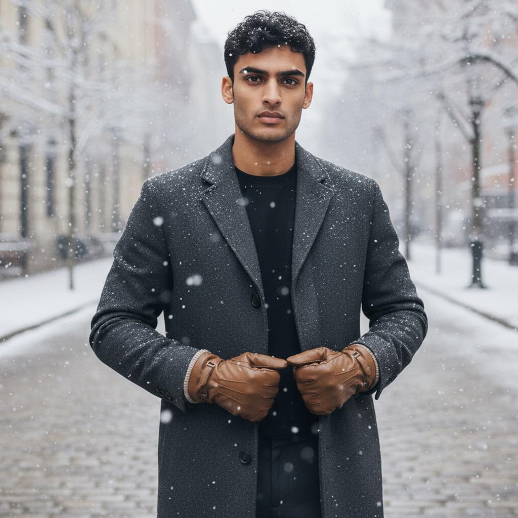 Infinity Leather Men’s Tan Brown Italian Leather Warm Wool Lining Winter Riding Driving Casual Gloves