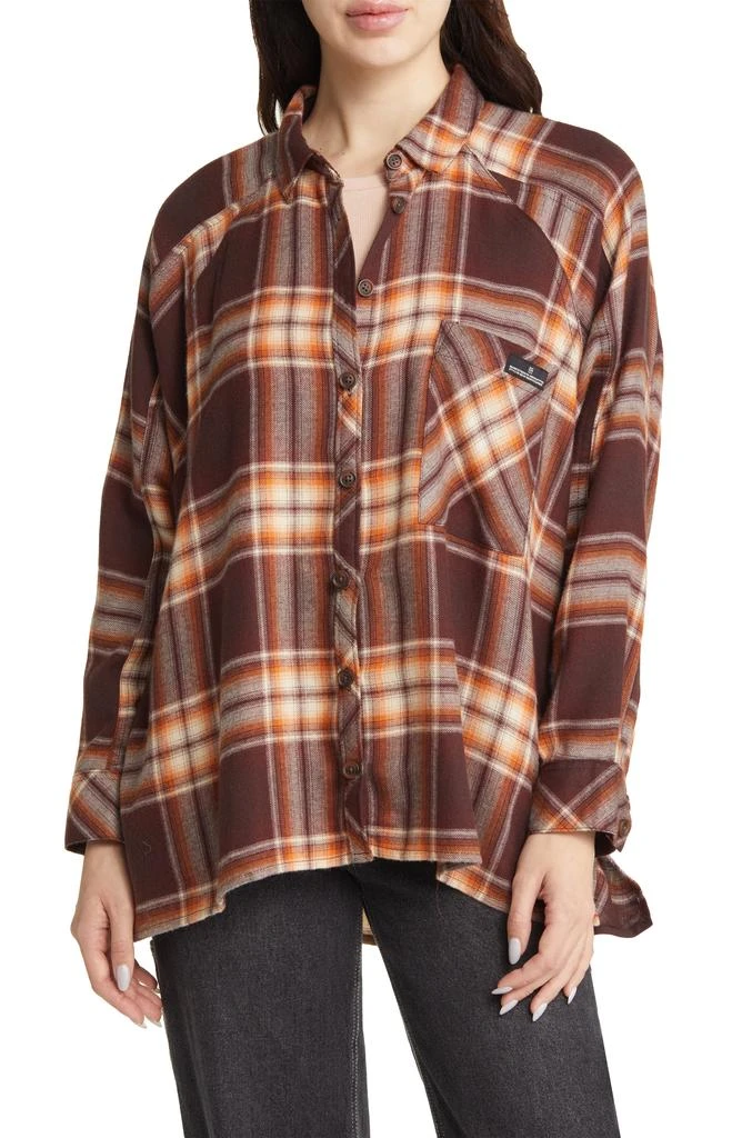 BDG Urban Outfitters Brendon Plaid High-Low Flannel Button-Up Shirt 4